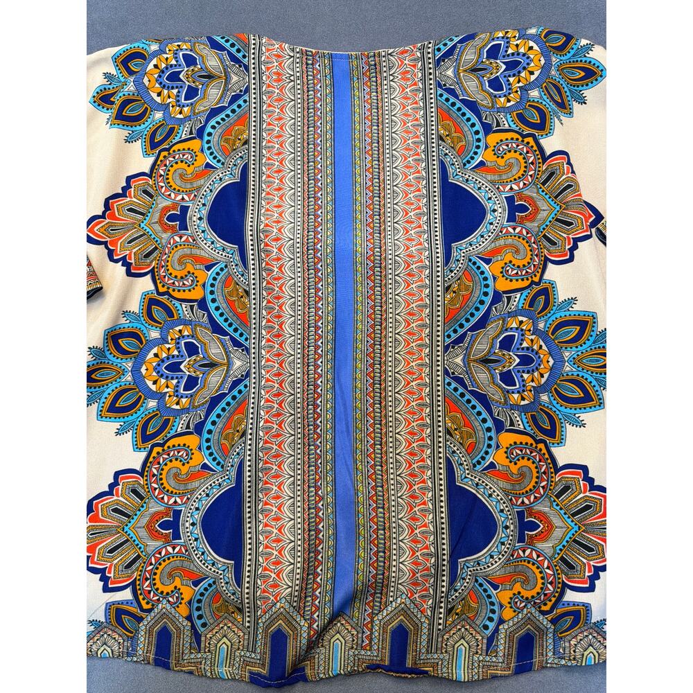 Zapa Woman Moroccan Design TopFlowy Open Front Cropped Bold Pattern Size LG - Picture 10 of 10